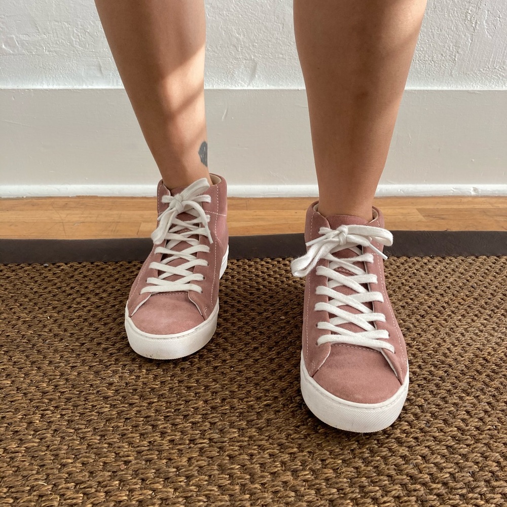 French Connection Faux Suede HiTops, Dusty Rose